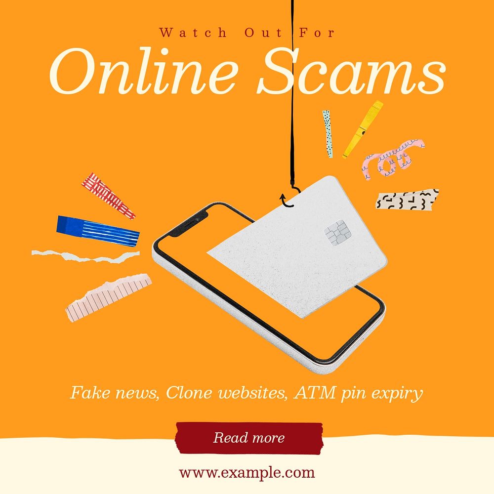 Online scam Instagram post template, editable social media design