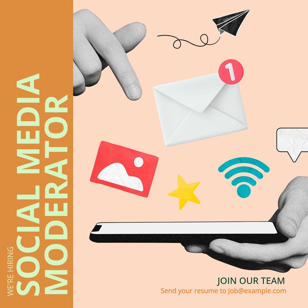 Social media moderator Instagram post template, editable social media design