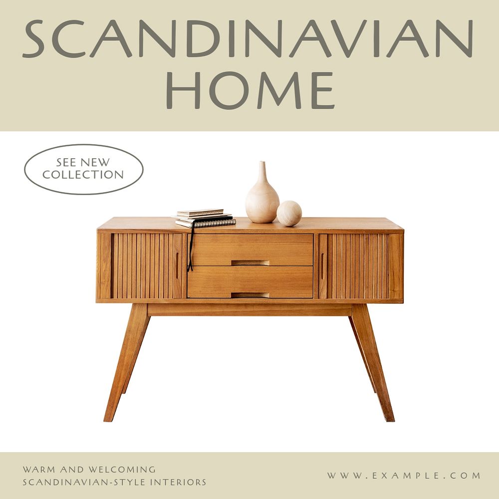 Scandinavian furniture Facebook ad template, editable text & design