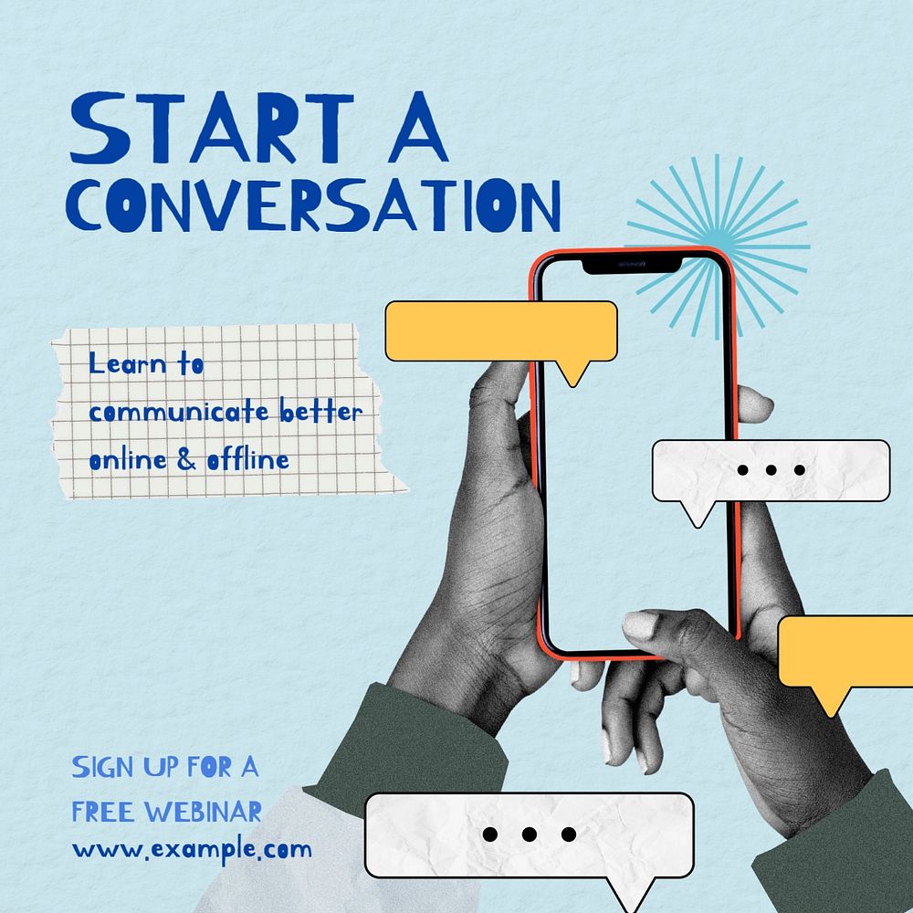 Start a conversation Instagram post template, editable social media design