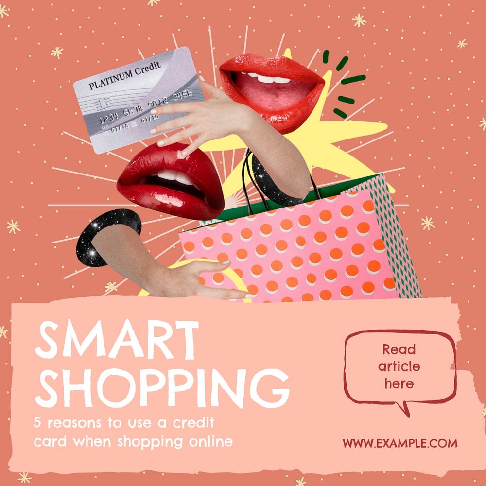 Smart shopping Instagram post template, editable social media design