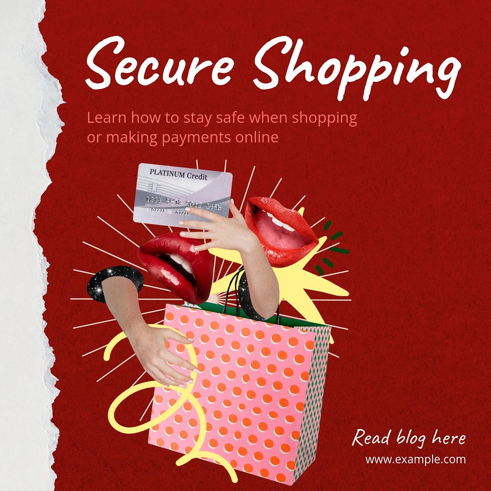 Secure shopping Instagram post template, editable social media design