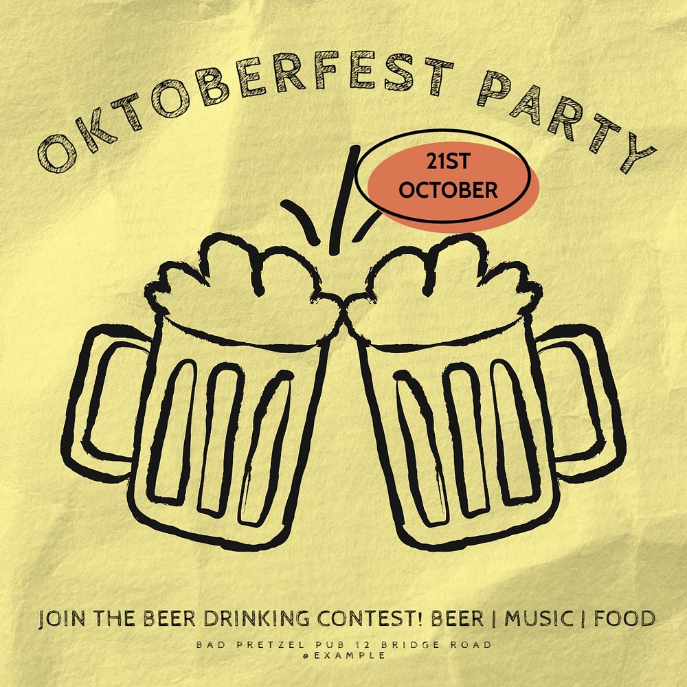 Oktoberfest party Facebook ad template, editable text & design