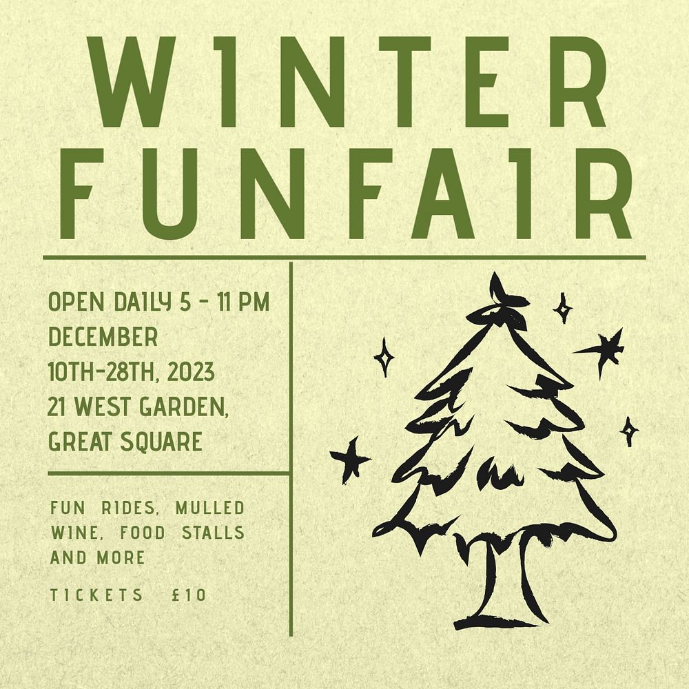 Winter funfair Facebook ad template, editable text & design