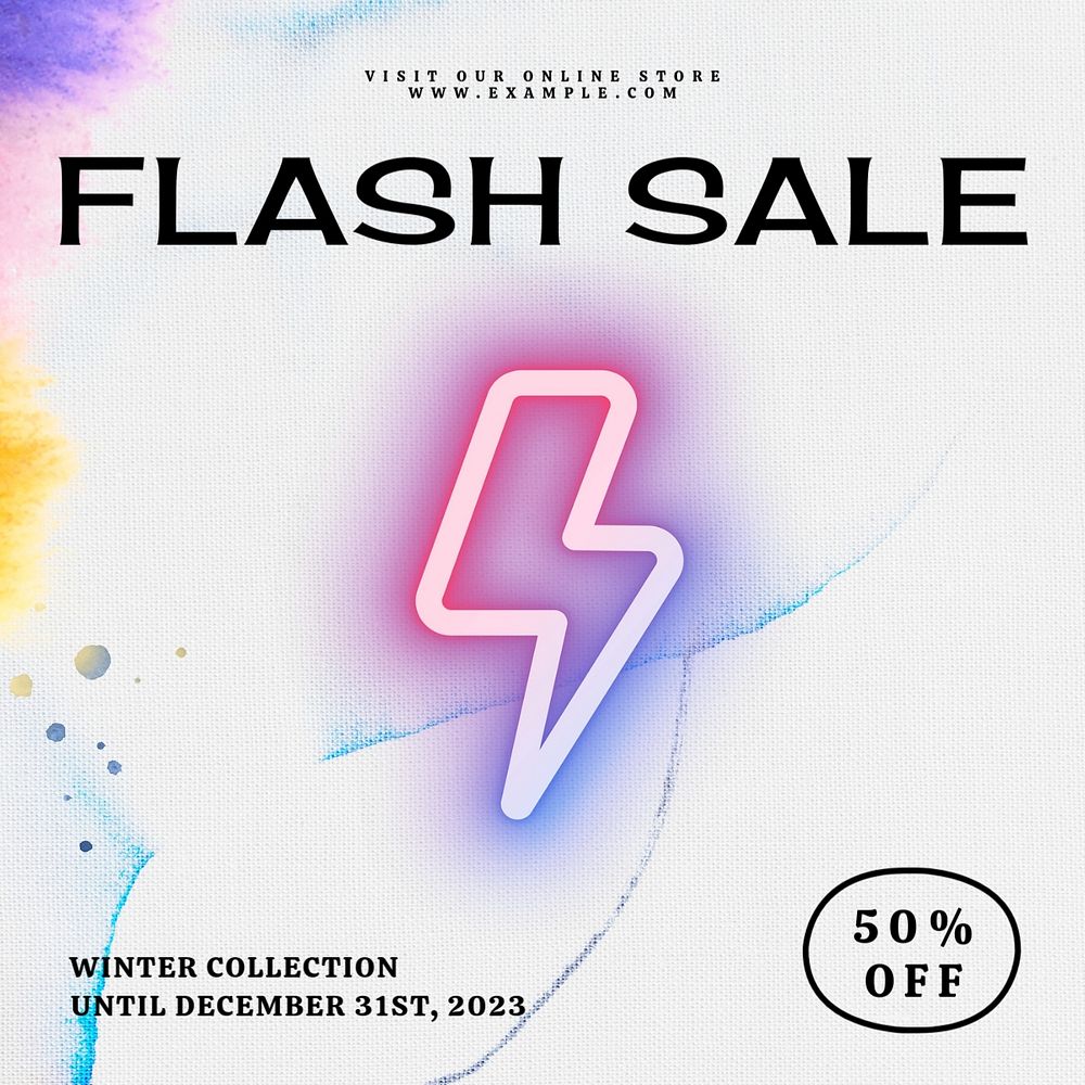 Flash sale Facebook ad template, editable text & design