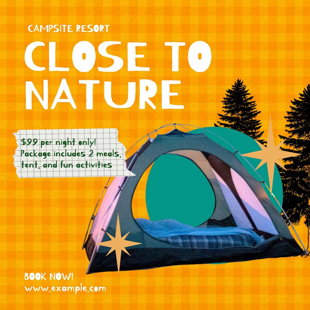 Camping package Instagram post template, editable social media design