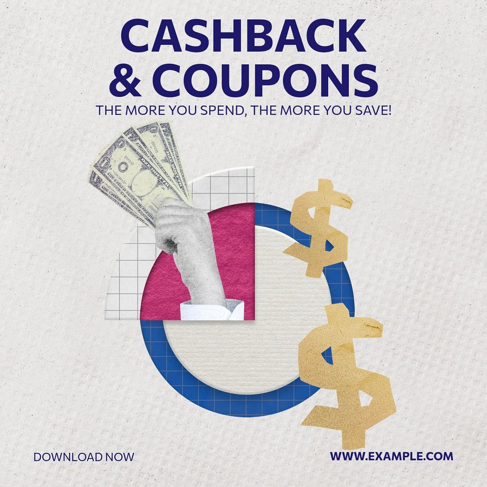 Cashback & coupons Instagram post template, editable social media ad