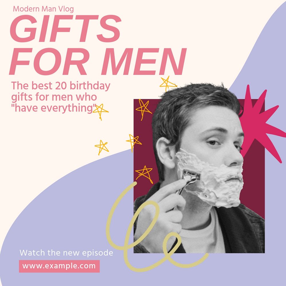 Gifts for men Instagram post template, editable social media design