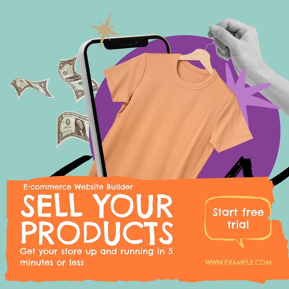 Sell products Instagram post template, editable social media design