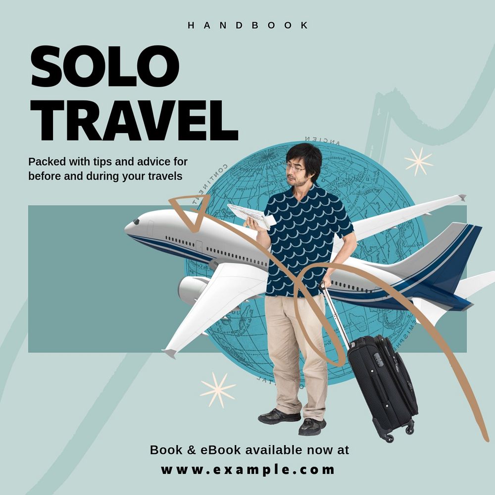 Solo travel Instagram post template, editable social media design