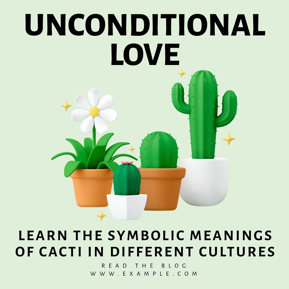 Cacti symbolic meanings Facebook ad template, editable text & design