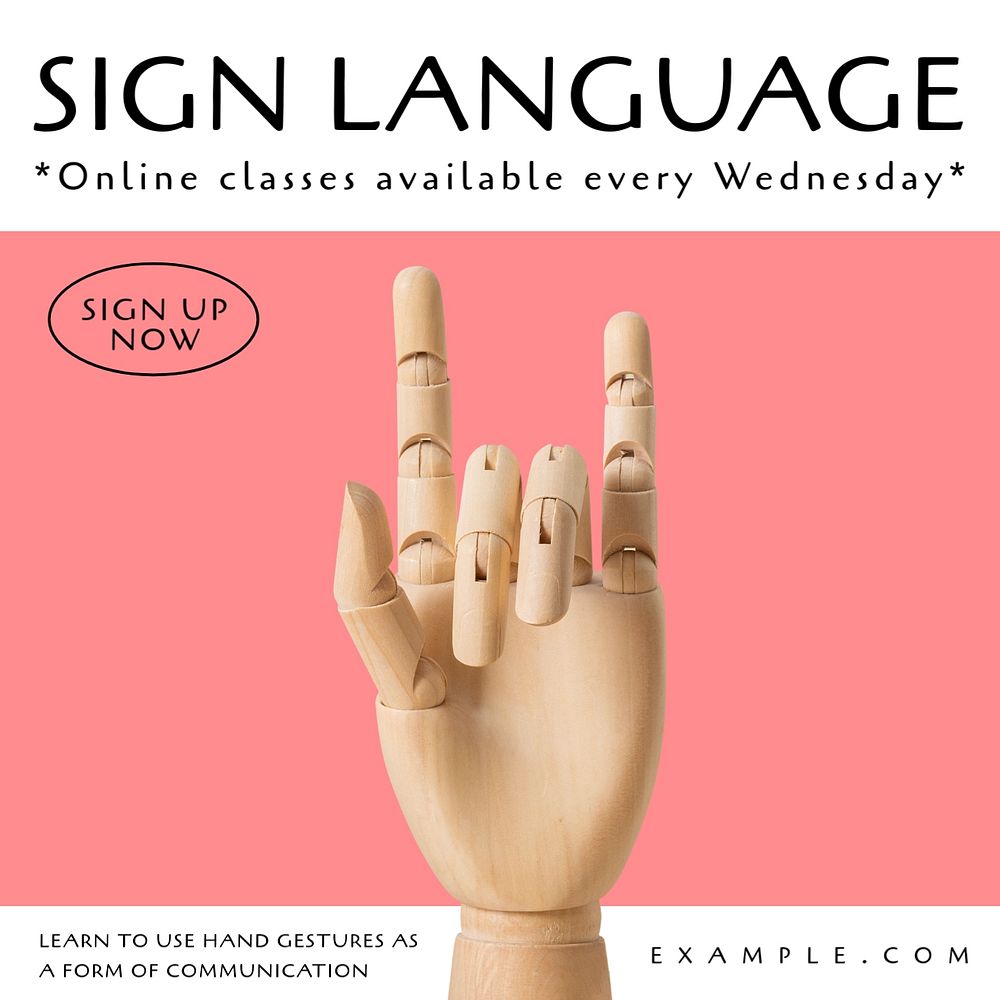 Sign language Facebook ad template, editable text & design