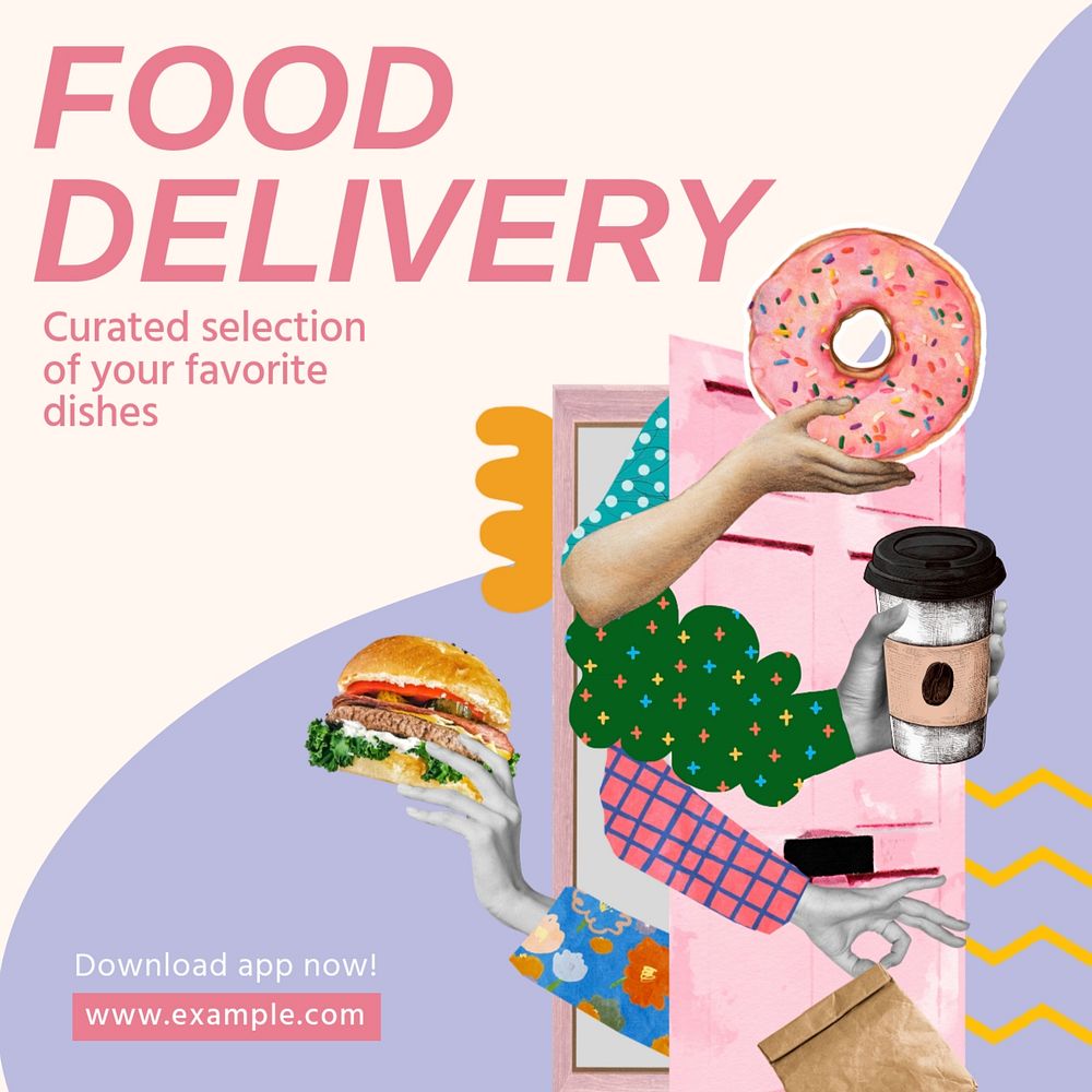 Food delivery Instagram post template, editable social media design