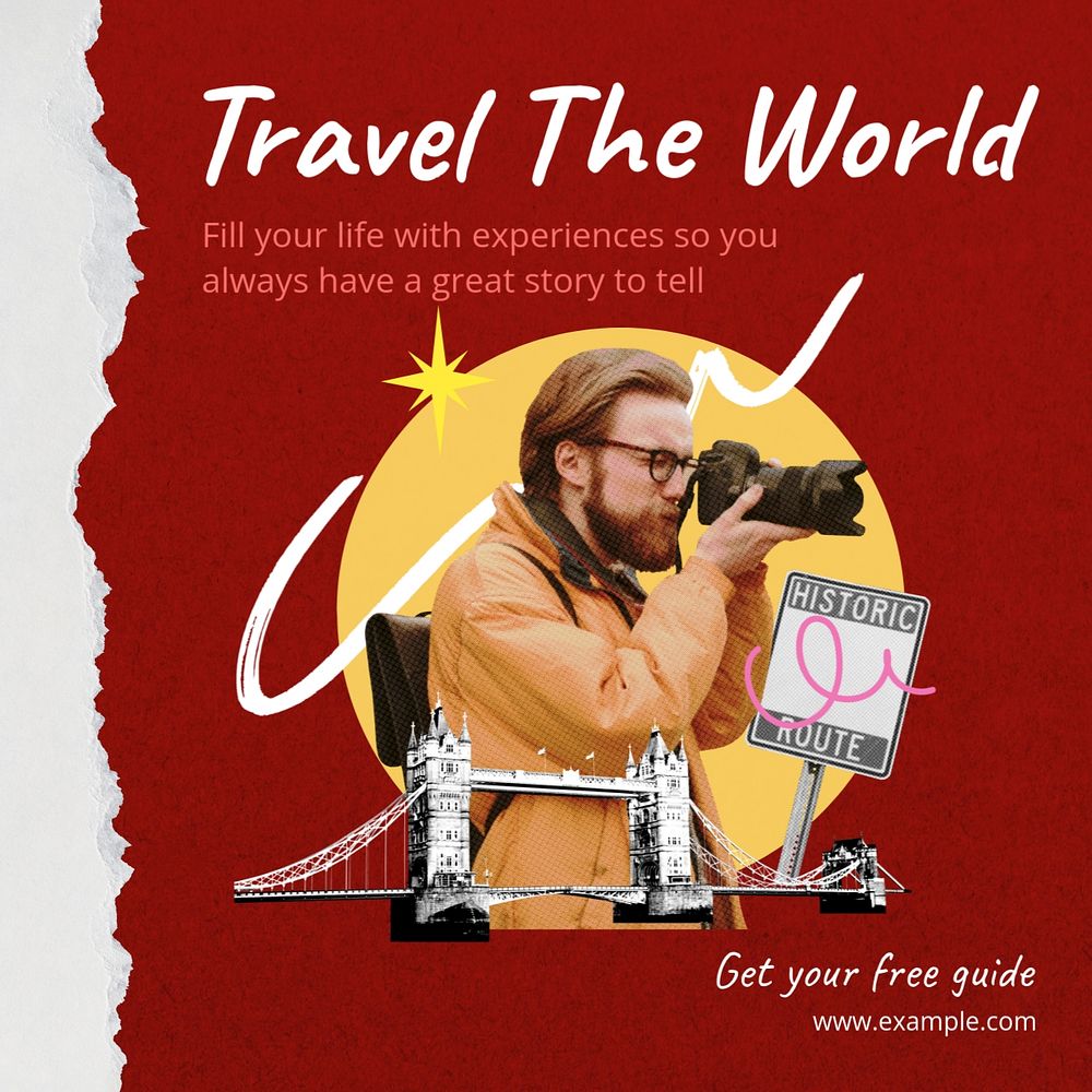 Travel agency Instagram post template, editable social media design