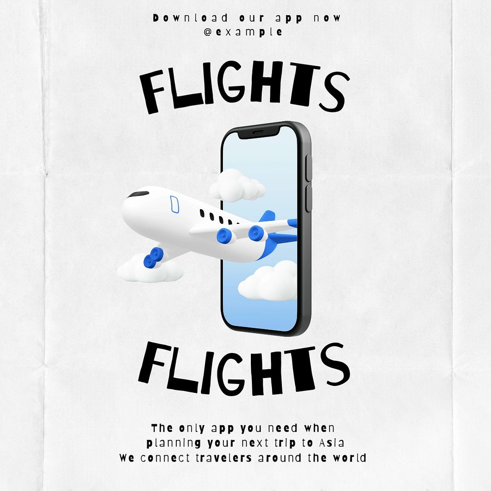 Flights Facebook ad template, editable text & design