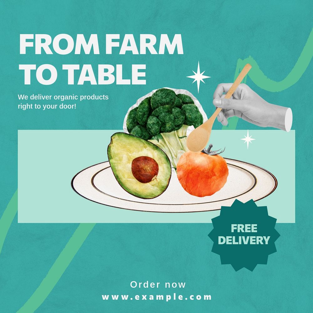 Organic food Instagram post template, editable social media design