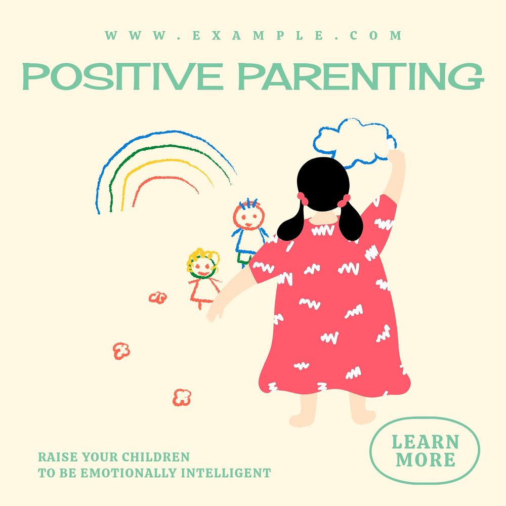 Positive parenting Facebook ad template, editable text & design