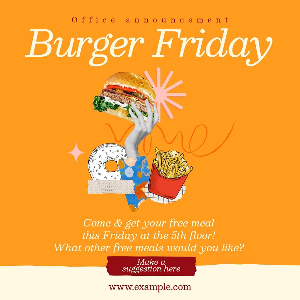 Burgers Friday Instagram post template, editable social media design