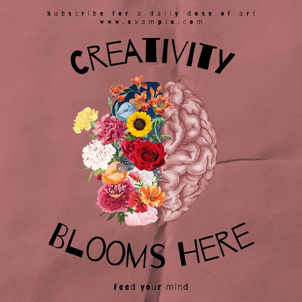 Creativity blooms here Facebook ad template, editable text & design