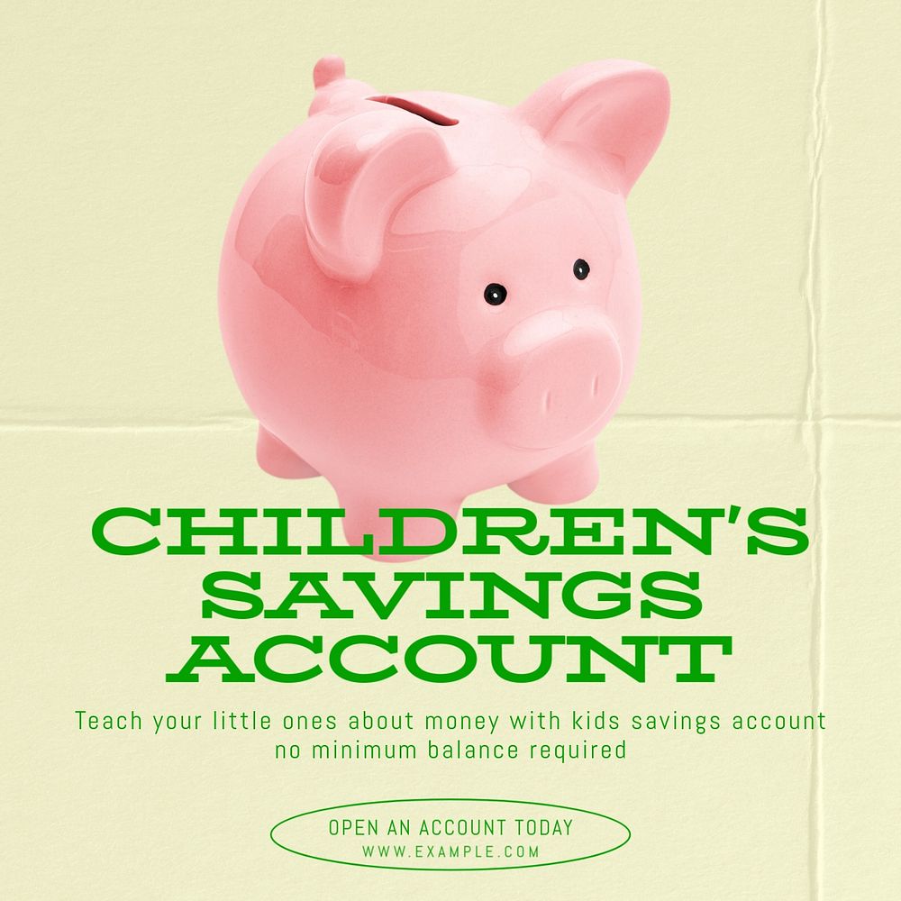 Children's savings account Facebook ad template, editable text & design