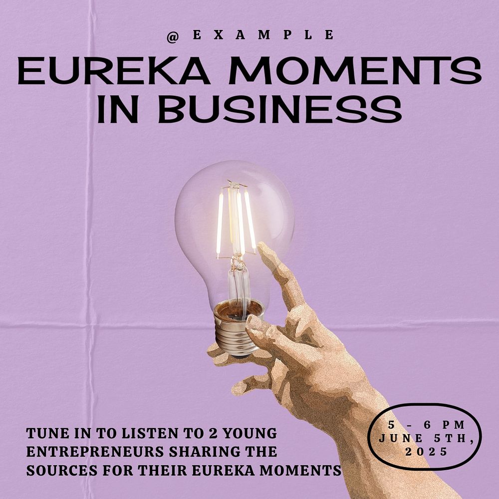 Eureka moments Facebook ad template, editable text & design