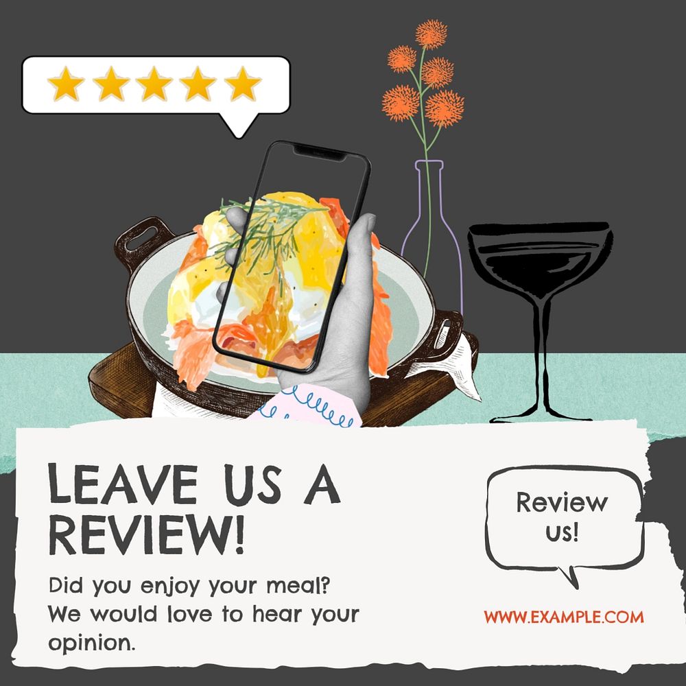 Please review restaurant Instagram post template, editable social media design