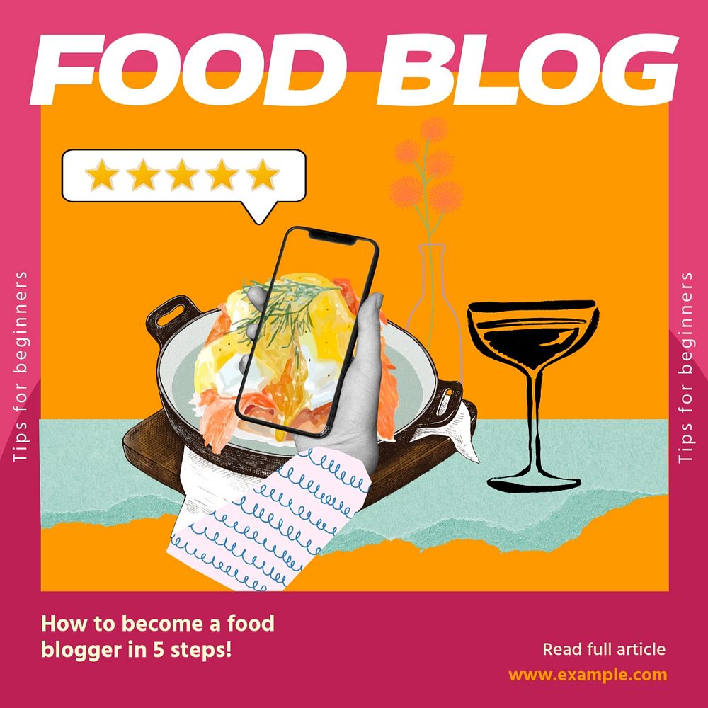 Food blog Instagram post template, editable social media design