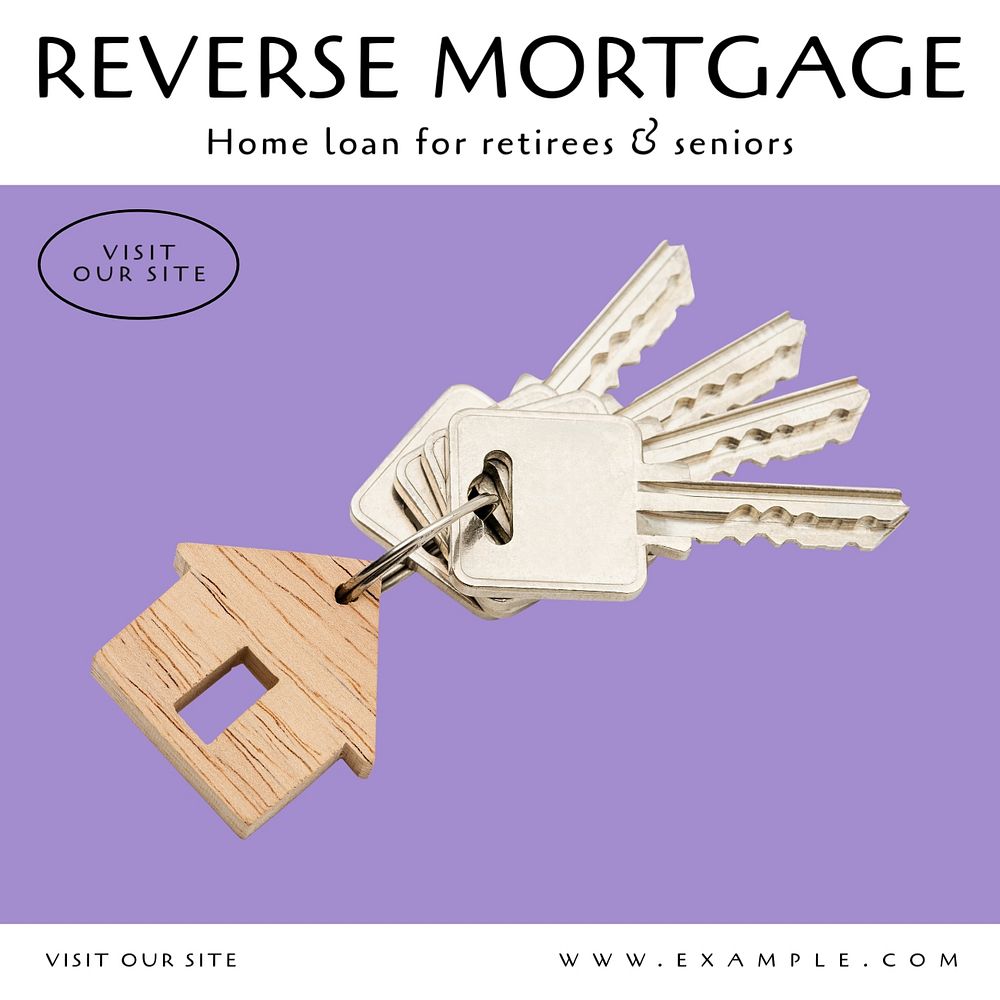 Reverse mortgage Facebook ad template, editable text & design