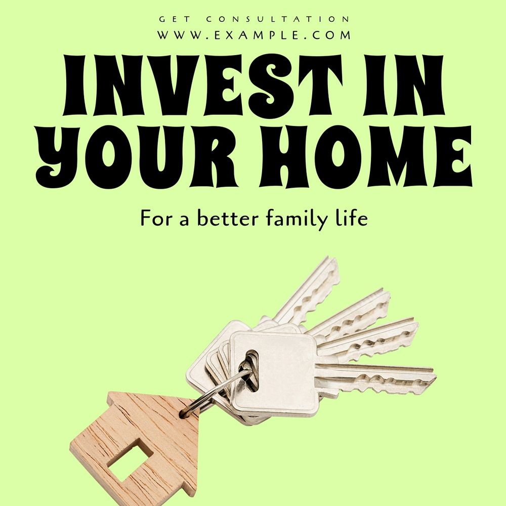 Home investment Facebook ad template, editable text & design