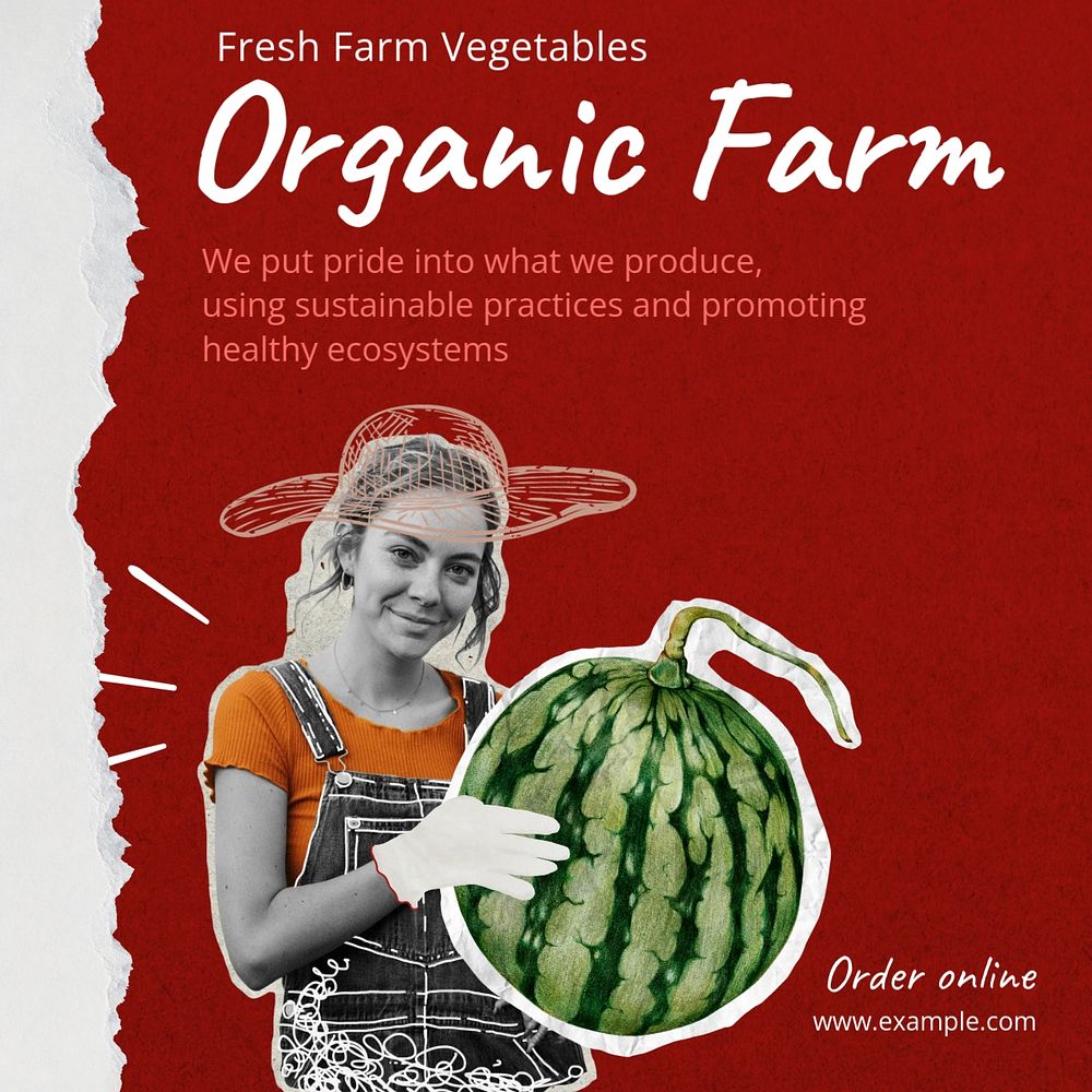 Organic farm Instagram post template, editable social media design