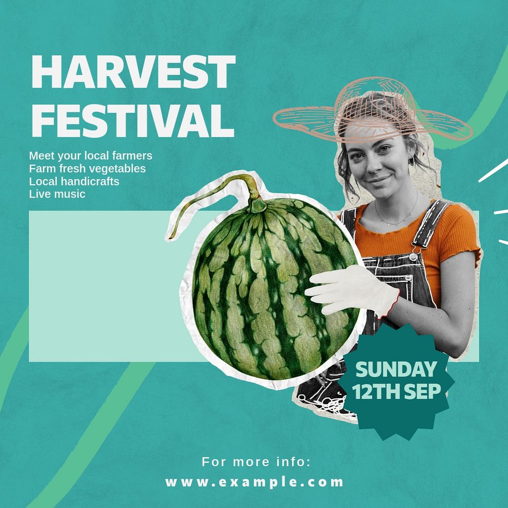 Harvest festival Instagram post template, editable social media design