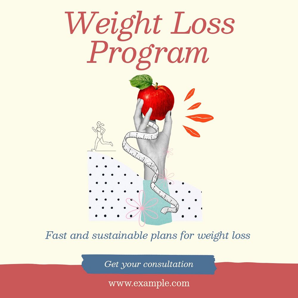 Weight loss program Instagram post template, editable social media design