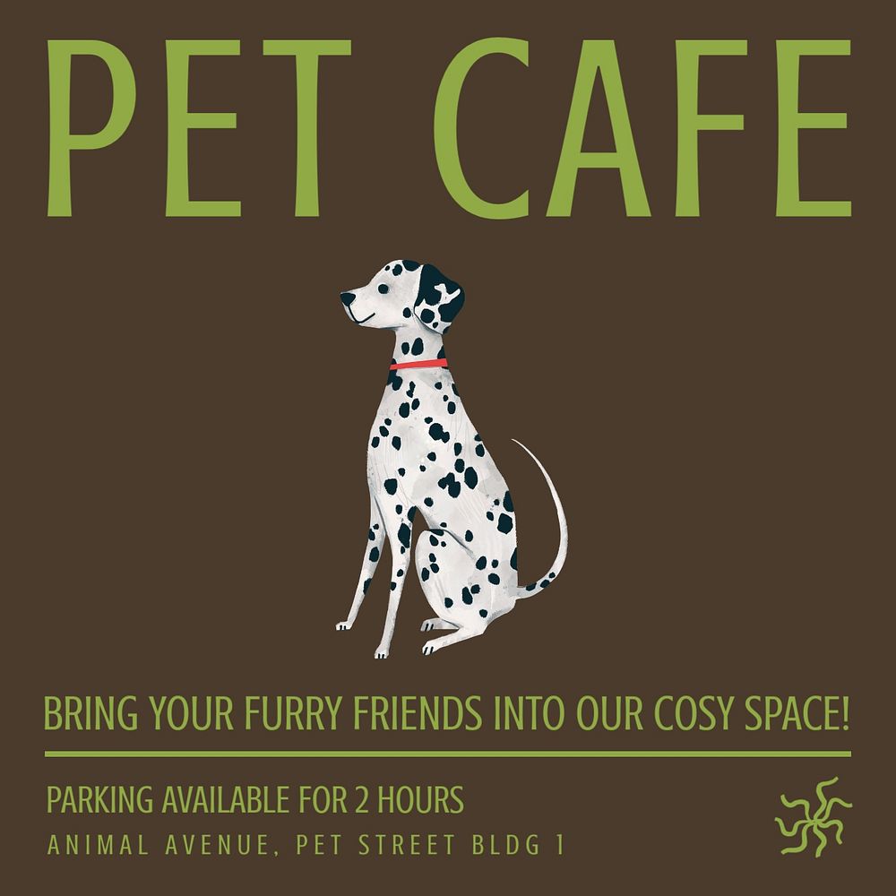 Pet cafe advertisement Facebook ad template, editable text & design