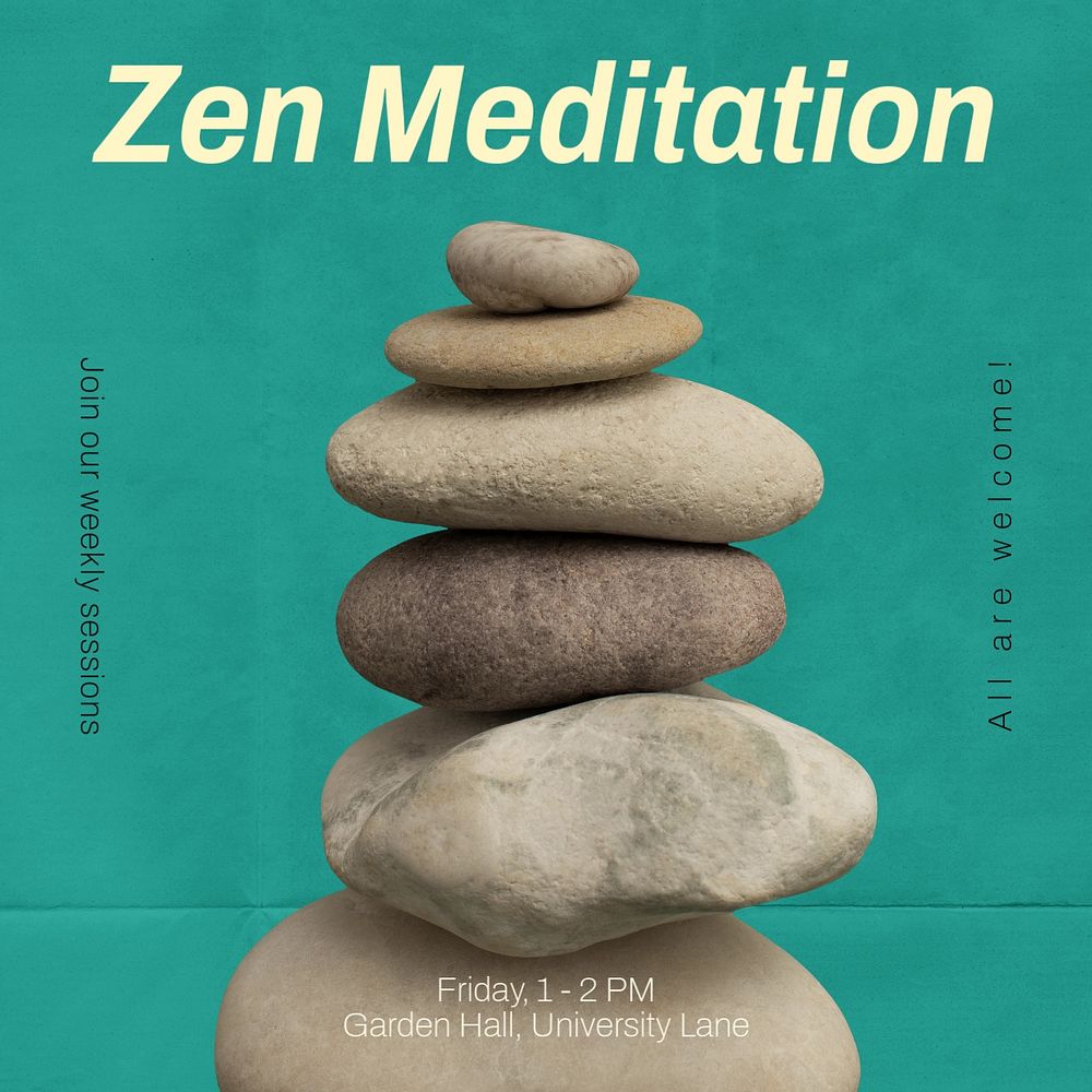 Zen meditation Facebook ad template, editable text & design