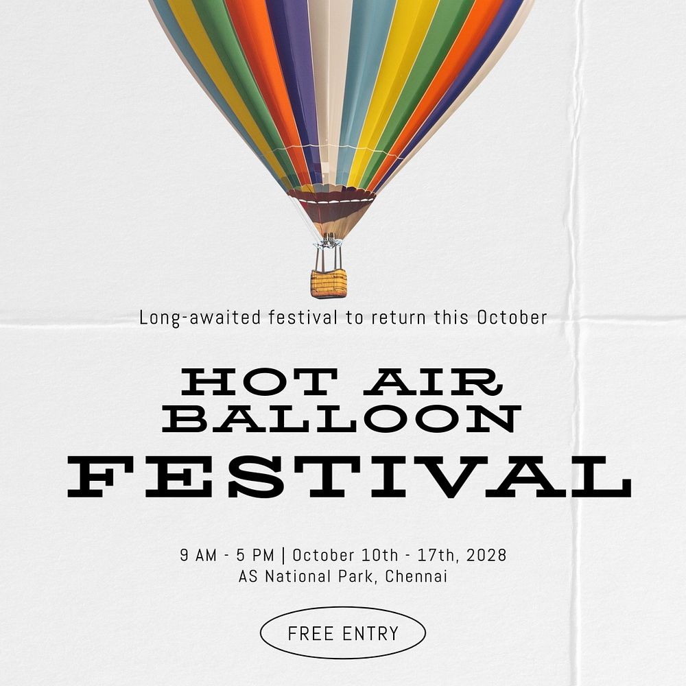 Balloon festival Facebook ad template, editable text & design