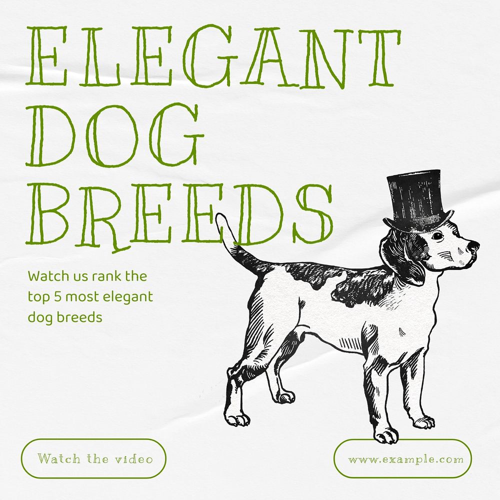 Elegant dog breeds Facebook ad template, editable text & design