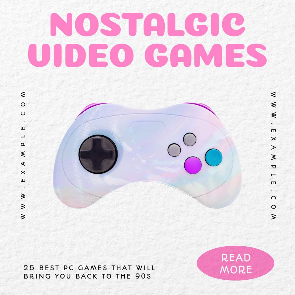 Nostalgic video games Facebook ad template, editable text & design