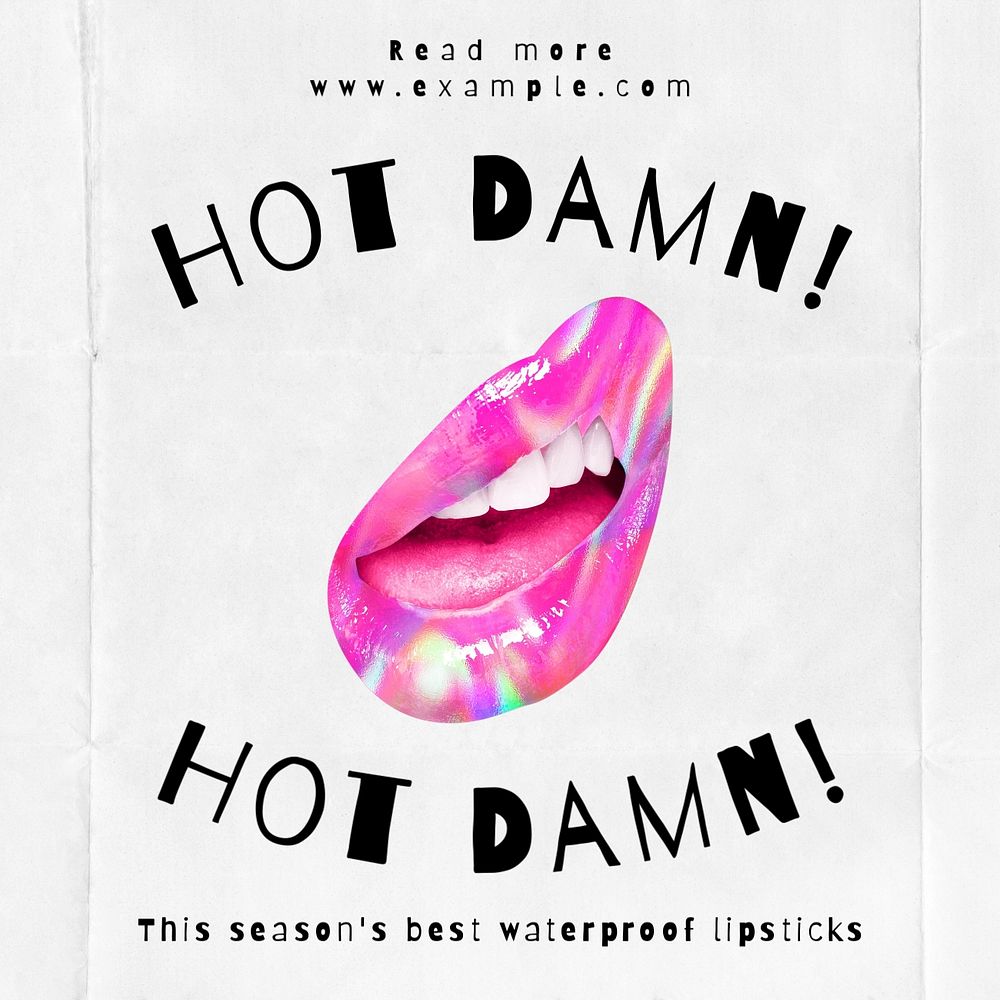 Hot damn lipstick Facebook ad template, editable text & design