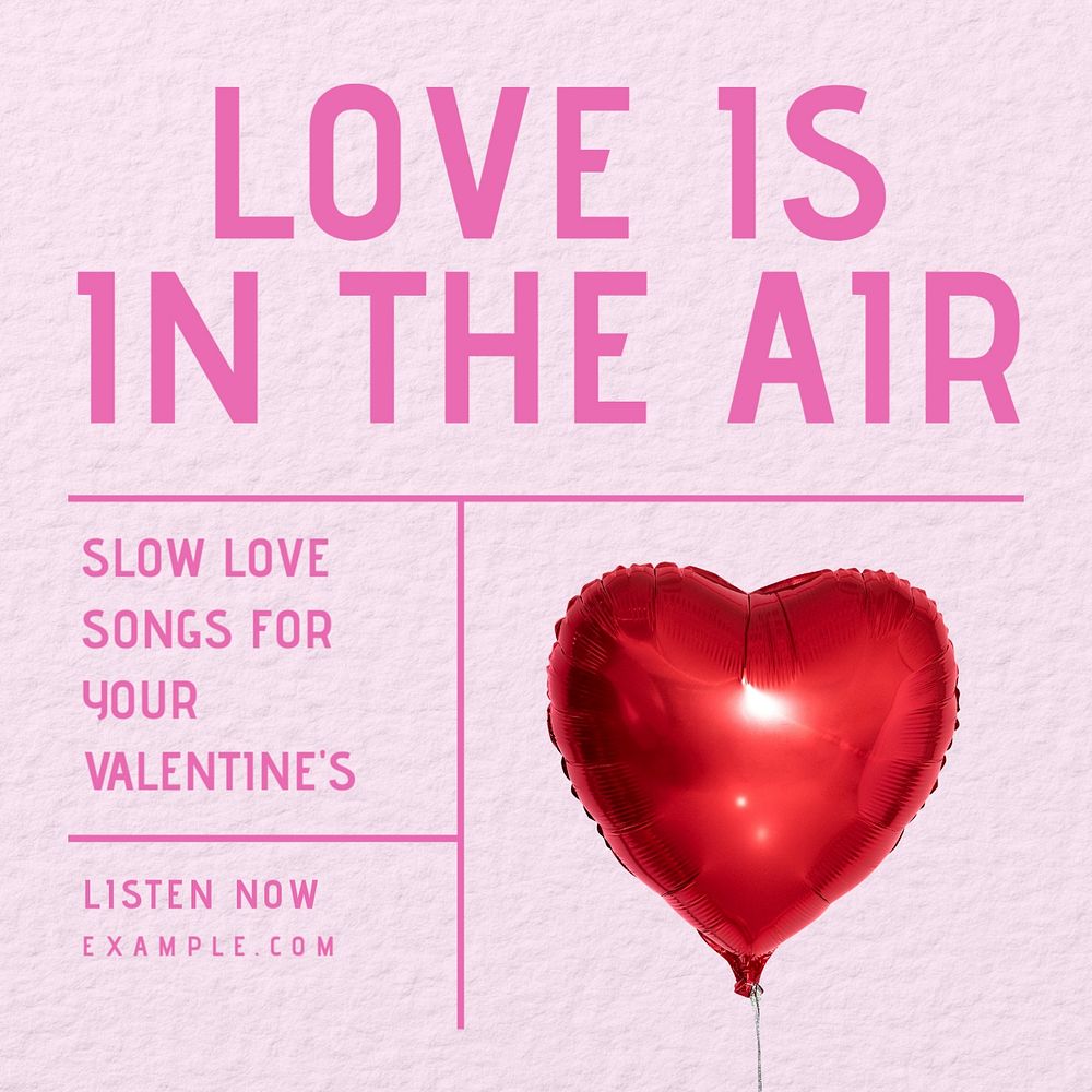 Love is in the air Facebook ad template, editable text & design