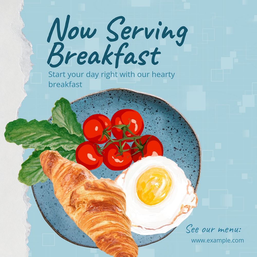 Breakfast restaurant ads Instagram post template, editable social media design