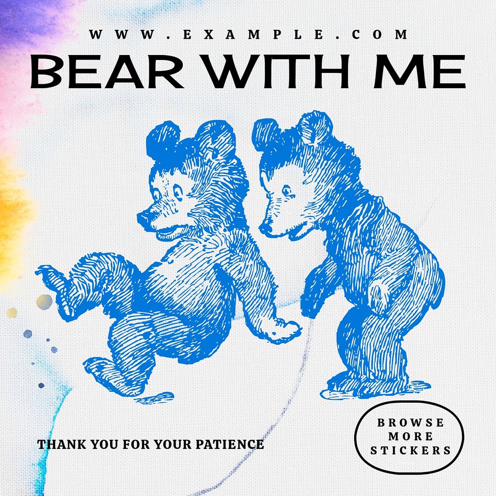 Bear with me Facebook ad template, editable text & design