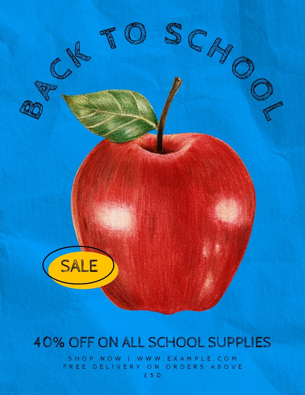 Back to school sale flyer template, editable advertisement