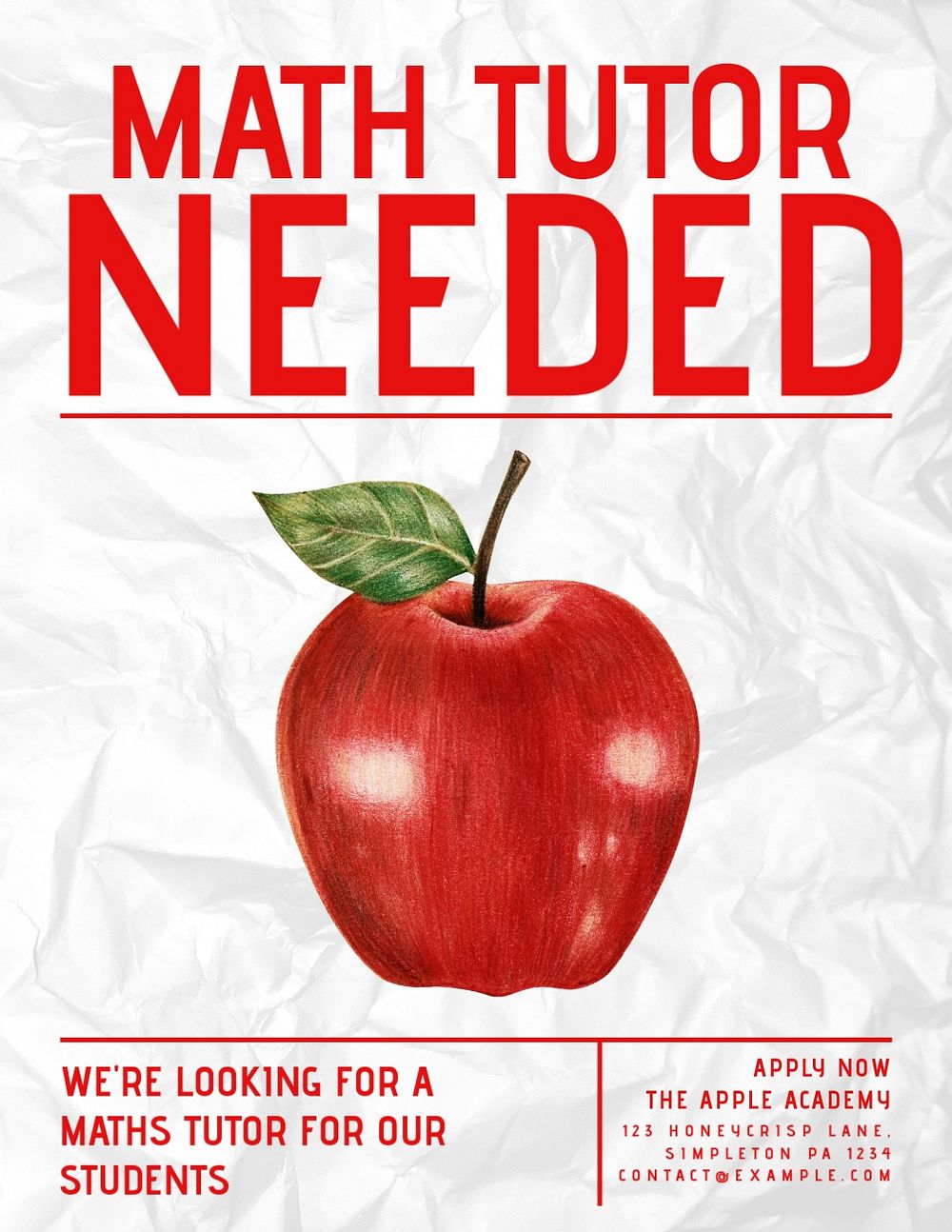 Maths tutor needed flyer template, editable advertisement