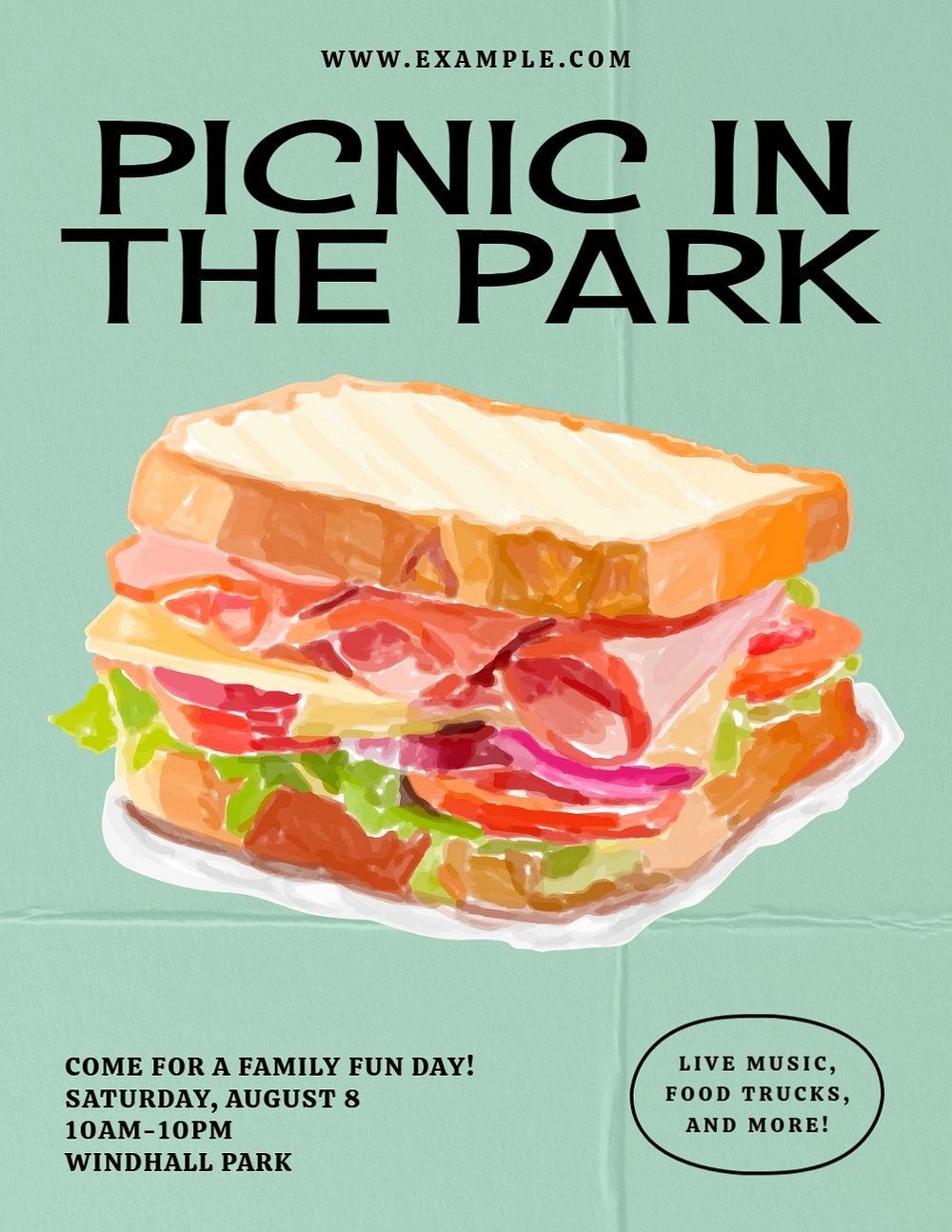 Picnic in the park flyer template, editable advertisement