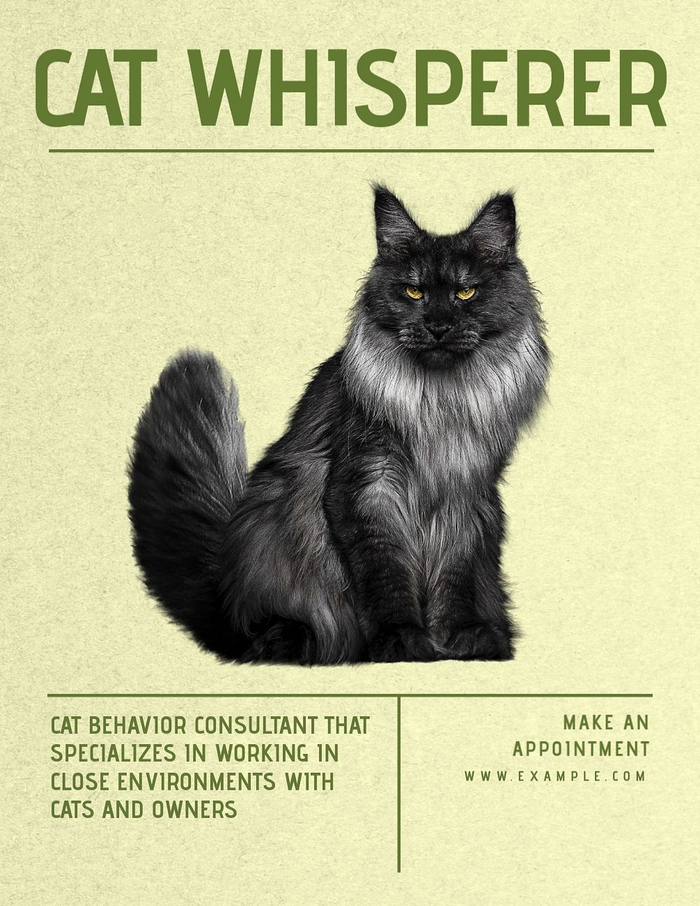 Cat whisperer flyer template, editable advertisement