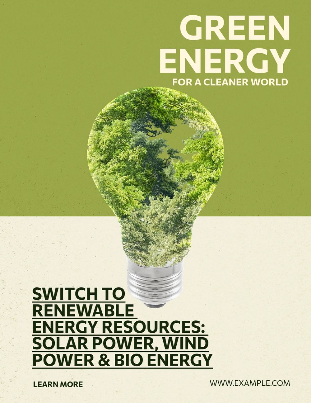 Green energy flyer template, editable advertisement