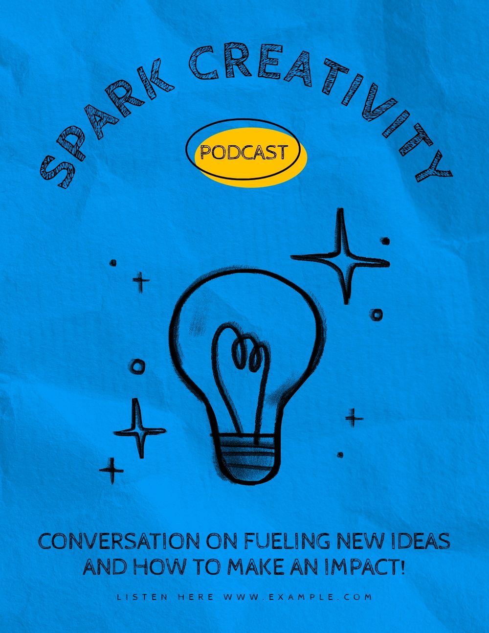 Spark creativity podcast flyer template, editable advertisement