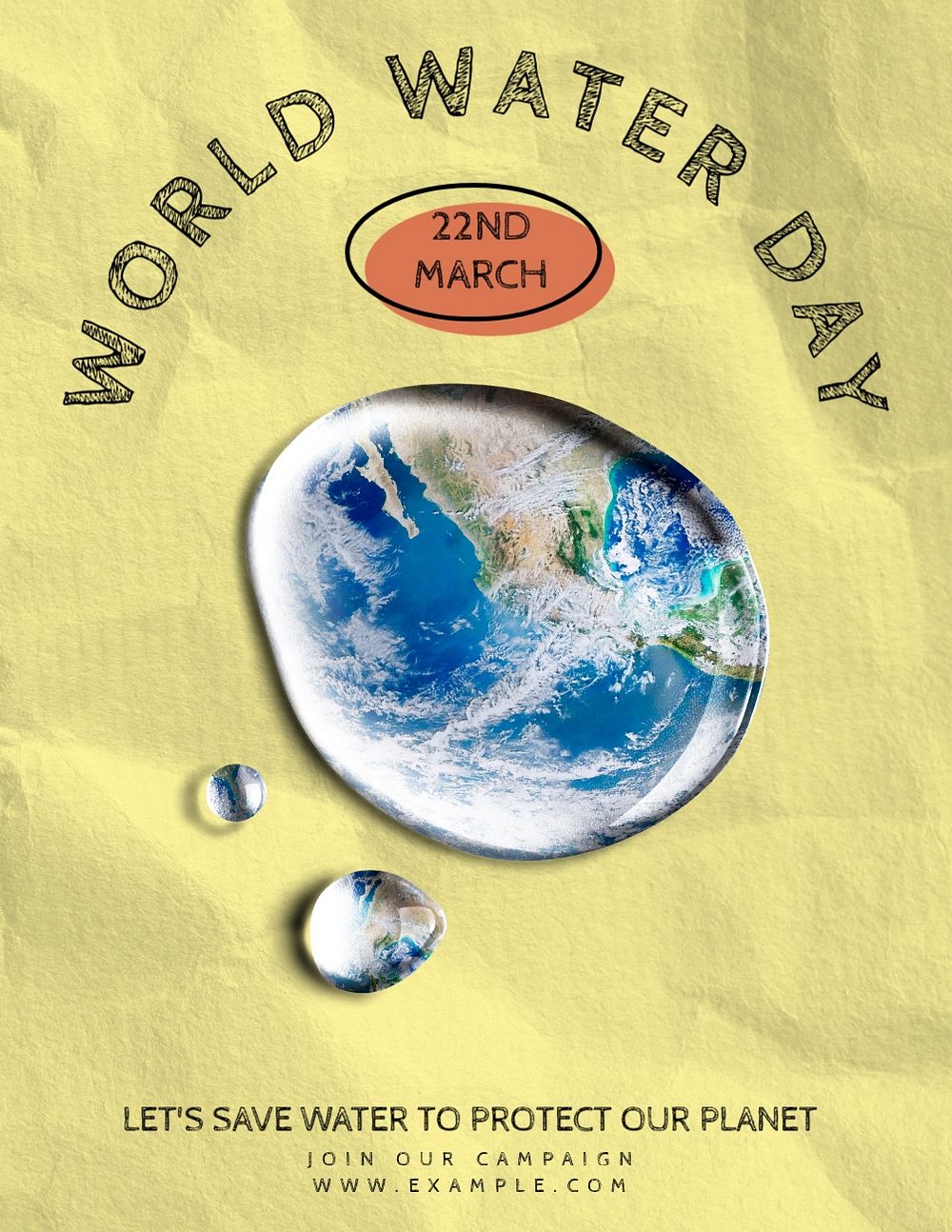 World water day flyer template, editable advertisement