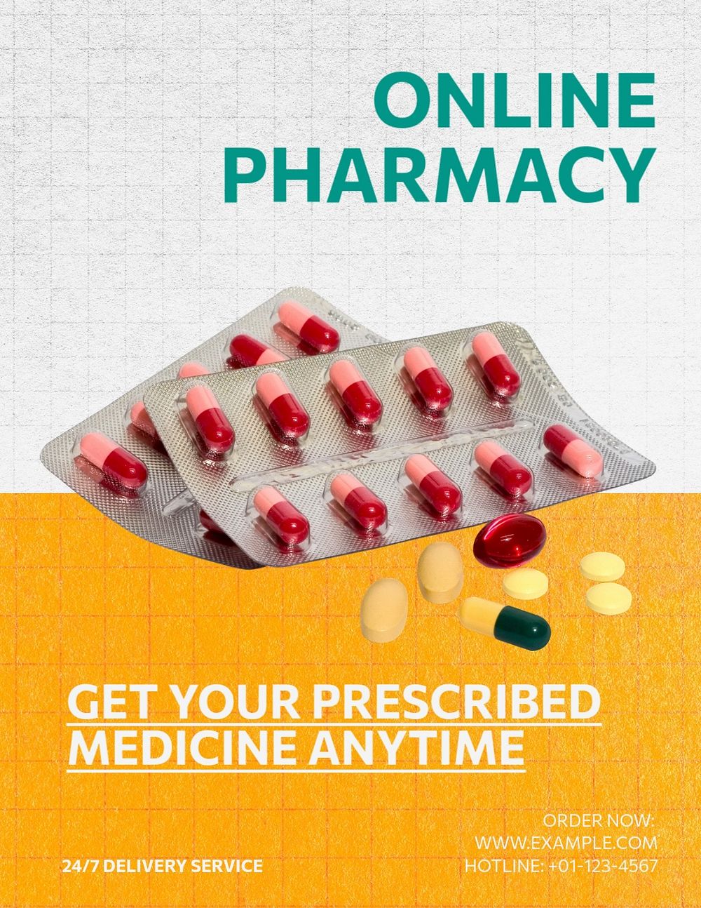 Online pharmacy flyer template, editable advertisement