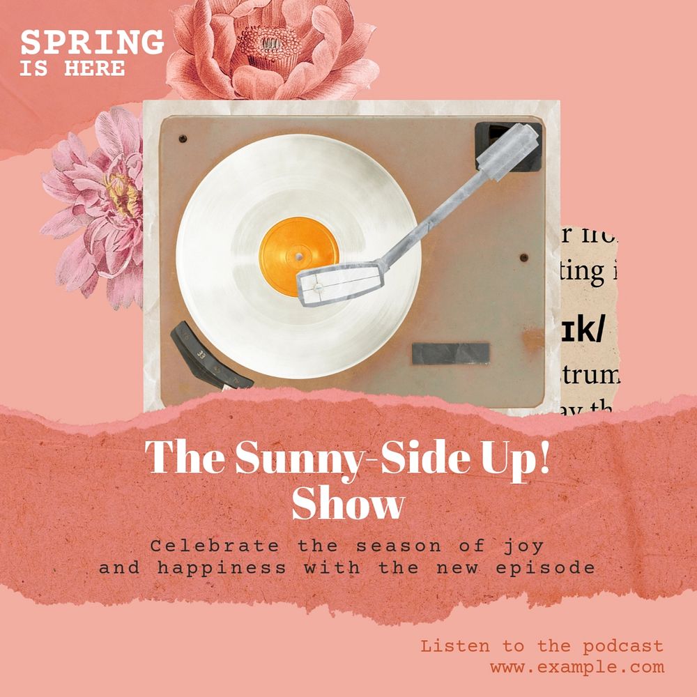 Spring podcast Instagram post template, editable design